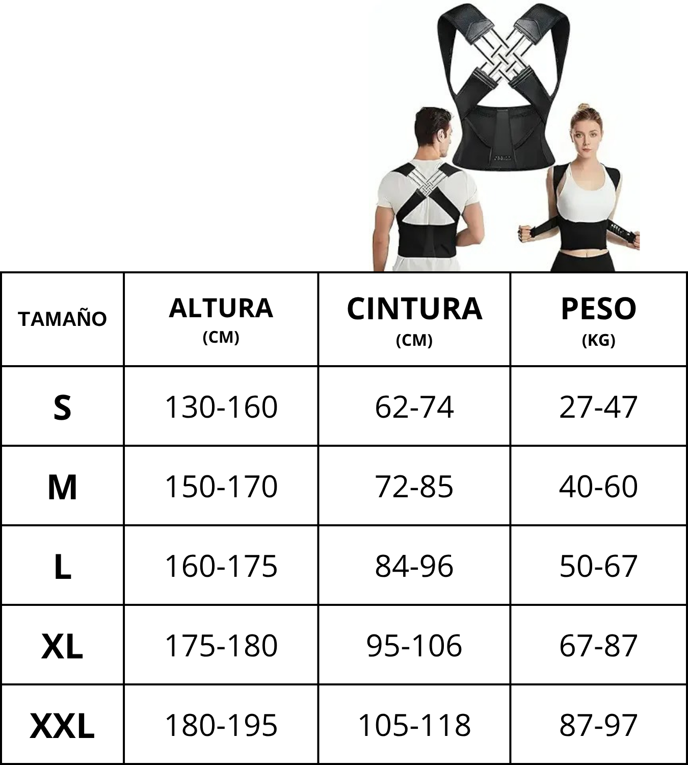 Cinturón corrector de postura ajustable con soporte para hombros